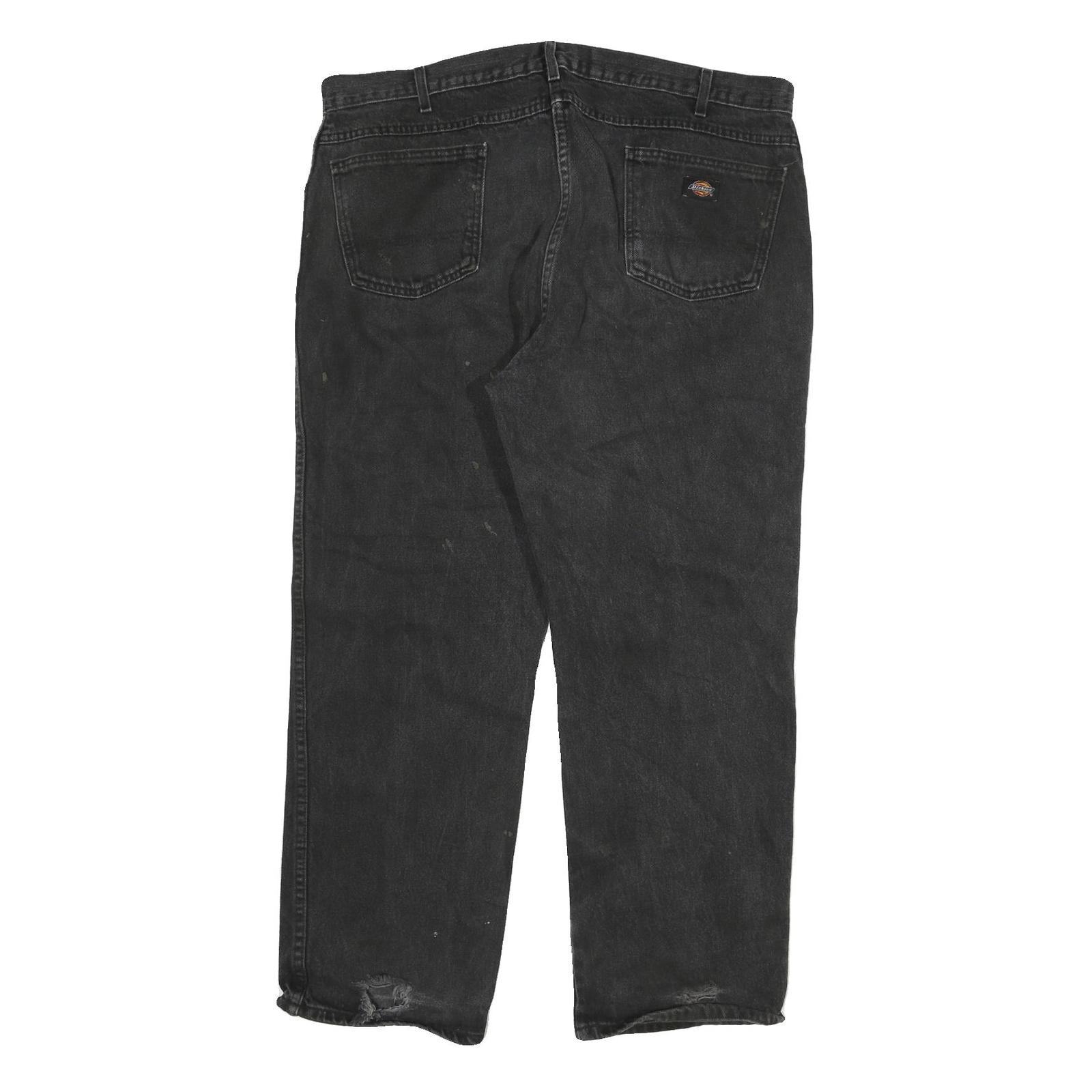 DICKIES Mens Regular Fit Black Denim Jeans W40 L30 Workwear Zip Closure