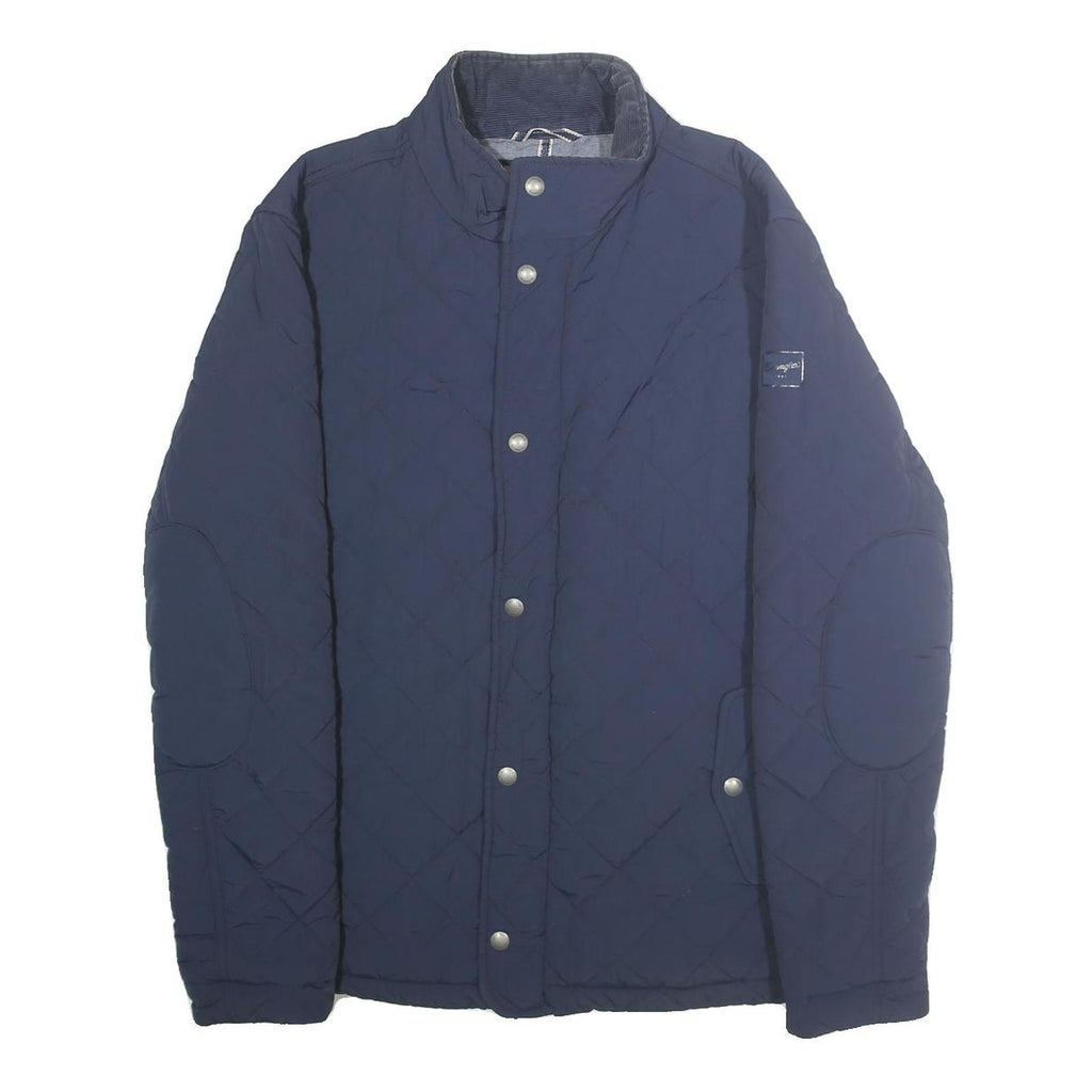 WRANGLER Mens Blue Quilted Jacket XL Polyamide Zip Casual Lightweight Outerwear