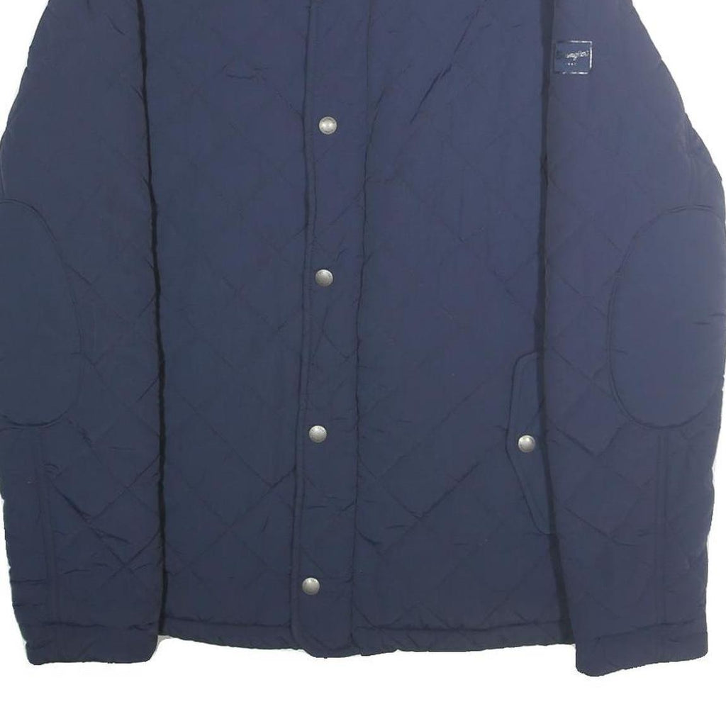 WRANGLER Mens Blue Quilted Jacket XL Polyamide Zip Casual Lightweight Outerwear