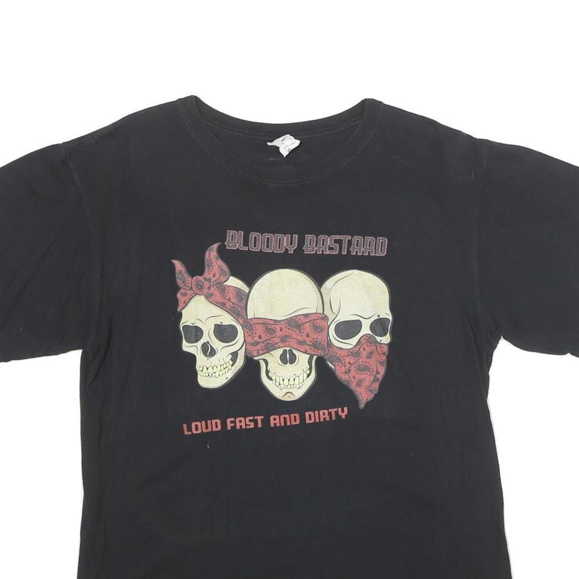 ANVIL Mens Black Graphic T-Shirt M Short Sleeve Crew Neck Skull Bandana