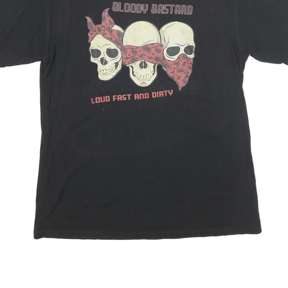 ANVIL Mens Black Graphic T-Shirt M Short Sleeve Crew Neck Skull Bandana