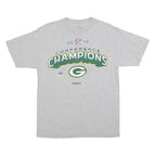 REEBOK Mens Grey Green NFL Conference Champions T-Shirt S Short Sleeve Crew Neck