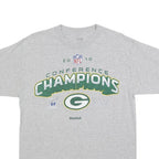 REEBOK Mens Grey Green NFL Conference Champions T-Shirt S Short Sleeve Crew Neck
