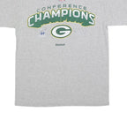 REEBOK Mens Grey Green NFL Conference Champions T-Shirt S Short Sleeve Crew Neck