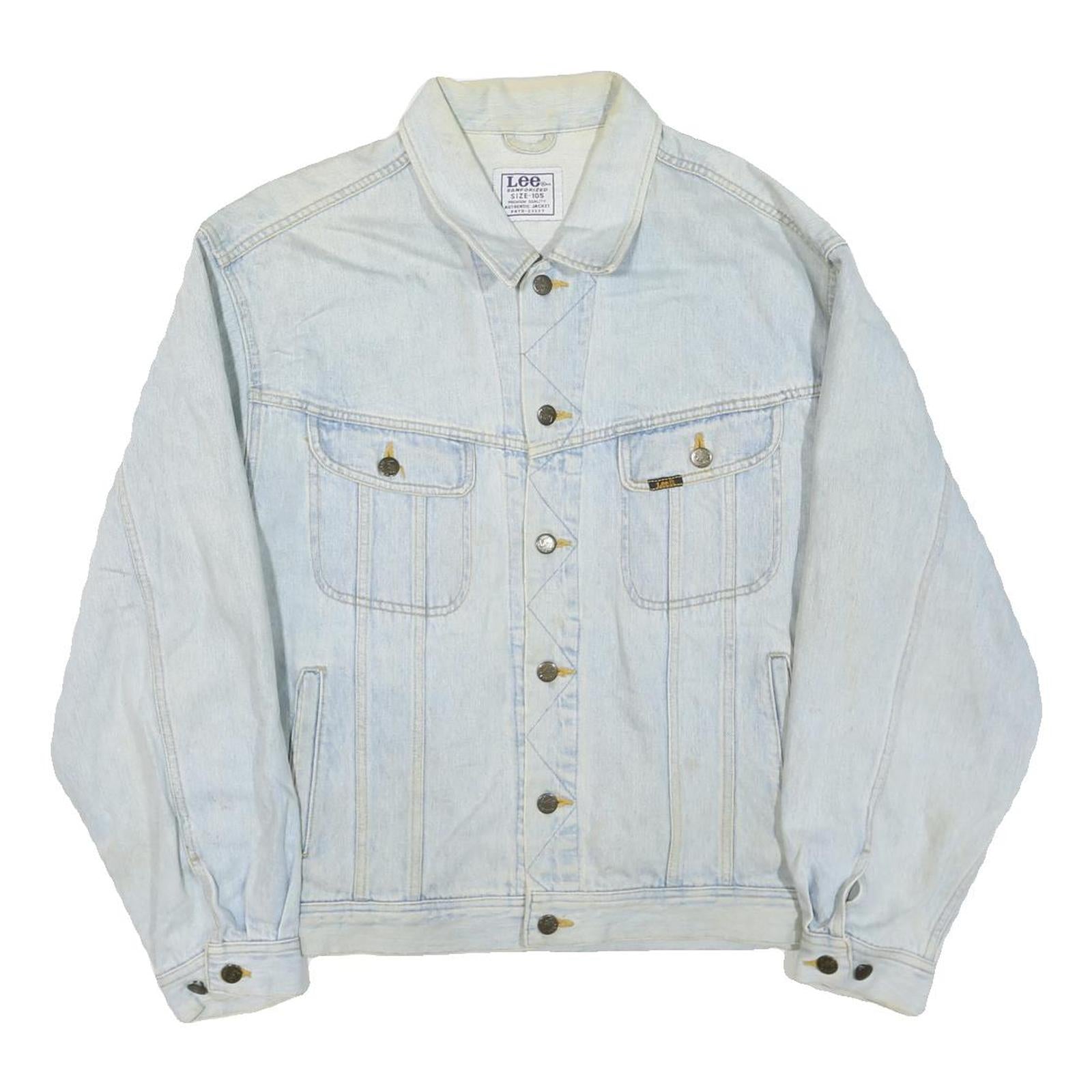 LEE Mens Blue Denim Cotton Blend Button Jacket L Classic Fit Casual Outerwear