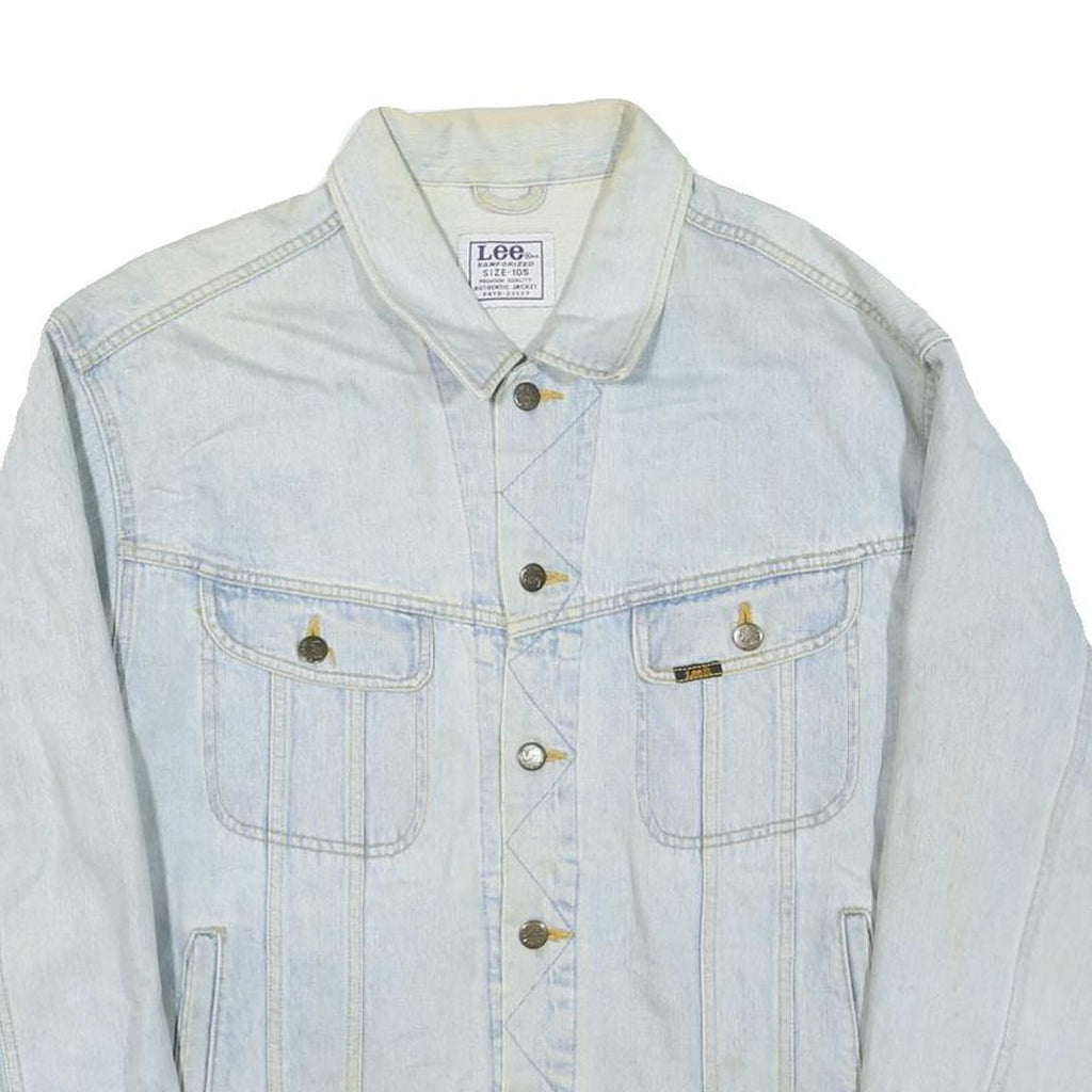 LEE Mens Blue Denim Cotton Blend Button Jacket L Classic Fit Casual Outerwear