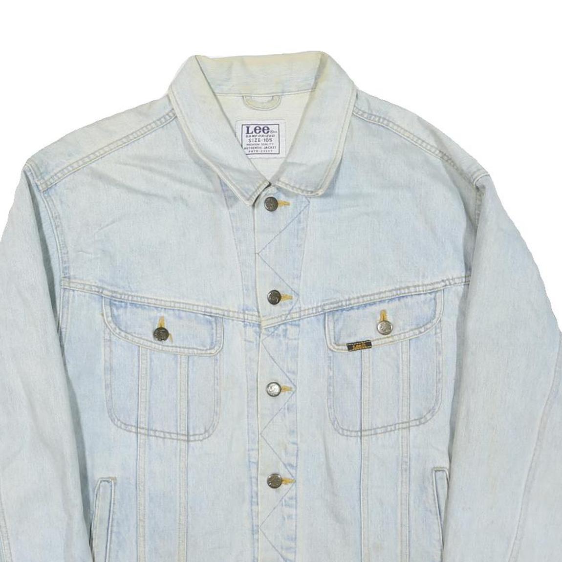 LEE Mens Blue Denim Cotton Blend Button Jacket L Classic Fit Casual Outerwear