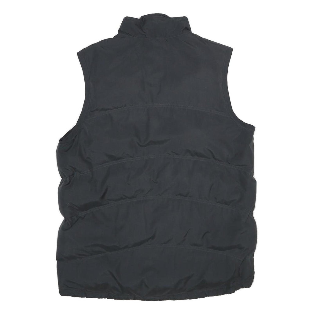 REEBOK Mens Black Grey Sleeveless Zip Jacket M Polyester Puffer Vest Sportswear