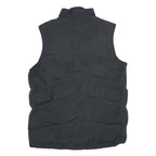 REEBOK Mens Black Grey Sleeveless Zip Jacket M Polyester Puffer Vest Sportswear