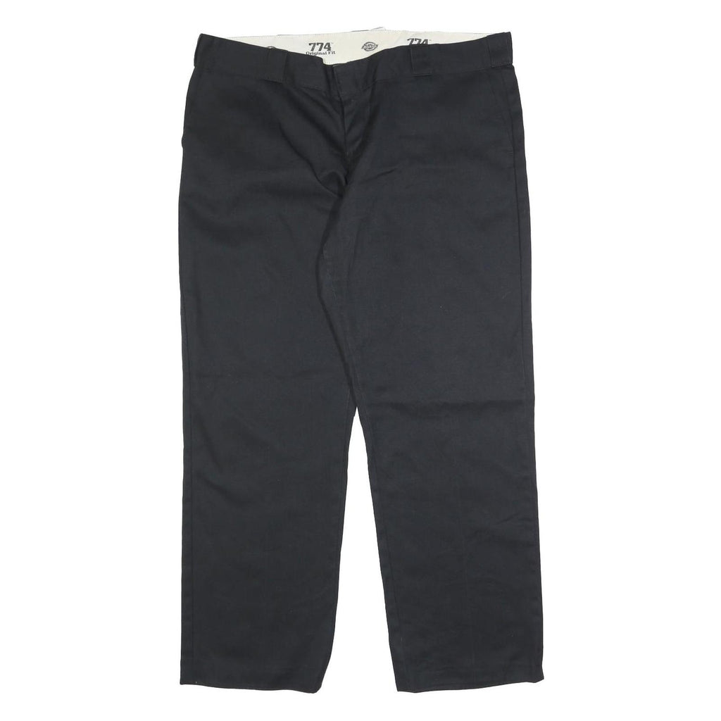 DICKIES Womens Cotton Blend Black Regular Straight Trousers W38 L29 Zip Closure