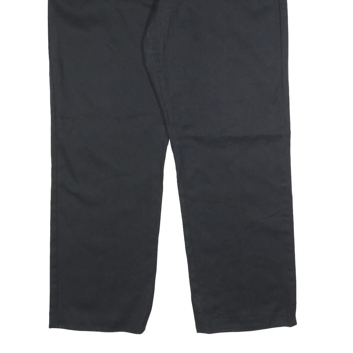 DICKIES Womens Cotton Blend Black Regular Straight Trousers W38 L29 Zip Closure