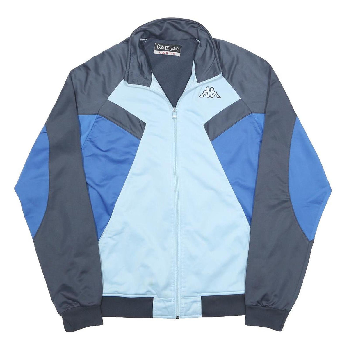 KAPPA Mens Light Blue & Navy Blue Track Jacket L Polyester Sports Zip