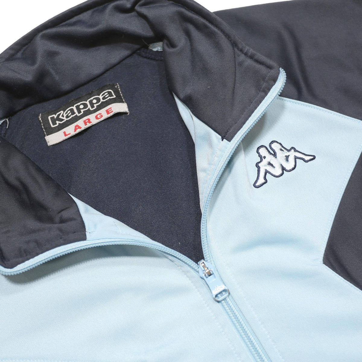 KAPPA Mens Light Blue & Navy Blue Track Jacket L Polyester Sports Zip