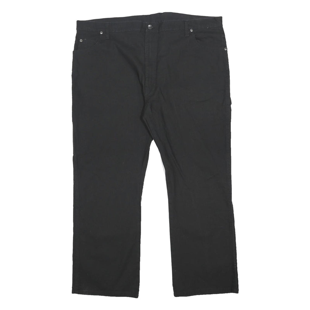 DICKIES Mens Relaxed Black Cotton Blend Workwear Trousers W42 L30 Zip Closure