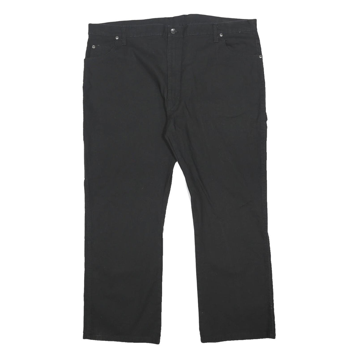 DICKIES Mens Relaxed Black Cotton Blend Workwear Trousers W42 L30 Zip Closure