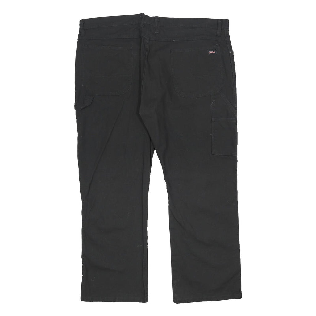 DICKIES Mens Relaxed Black Cotton Blend Workwear Trousers W42 L30 Zip Closure