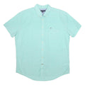 TOMMY HILFIGER Mens Light Green Shirt 2XL Casual Short Sleeve Cotton
