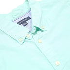 TOMMY HILFIGER Mens Light Green Shirt 2XL Casual Short Sleeve Cotton