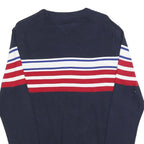 TOMMY HILFIGER Mens Navy Blue Red White Patterned Crew Neck Basic Knit Jumper S