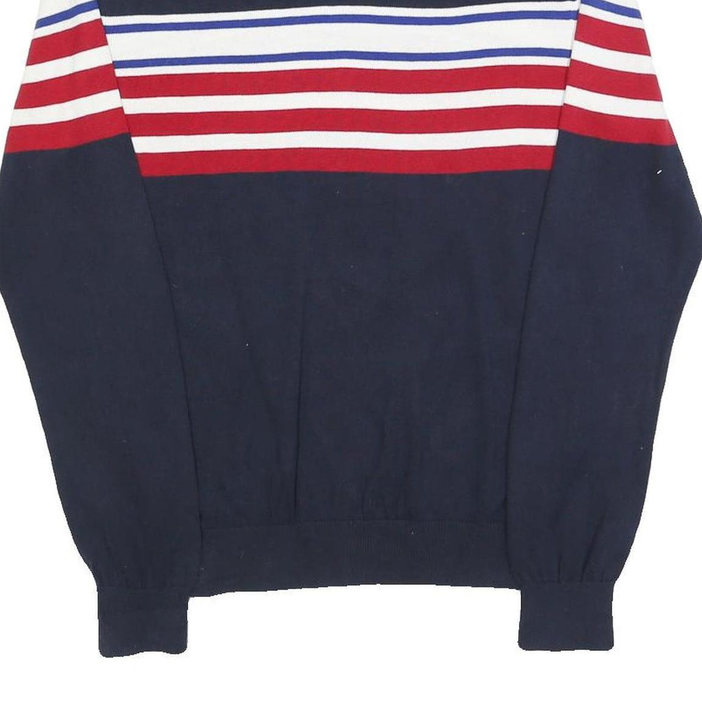 TOMMY HILFIGER Mens Navy Blue Red White Patterned Crew Neck Basic Knit Jumper S