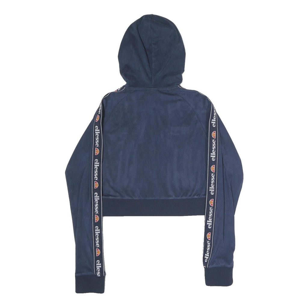 ELLESSE Womens Navy Blue Zip Hoodie UK 10 Logo Tape Sleeve Casual