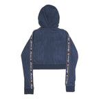ELLESSE Womens Navy Blue Zip Hoodie UK 10 Logo Tape Sleeve Casual