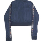ELLESSE Womens Navy Blue Zip Hoodie UK 10 Logo Tape Sleeve Casual