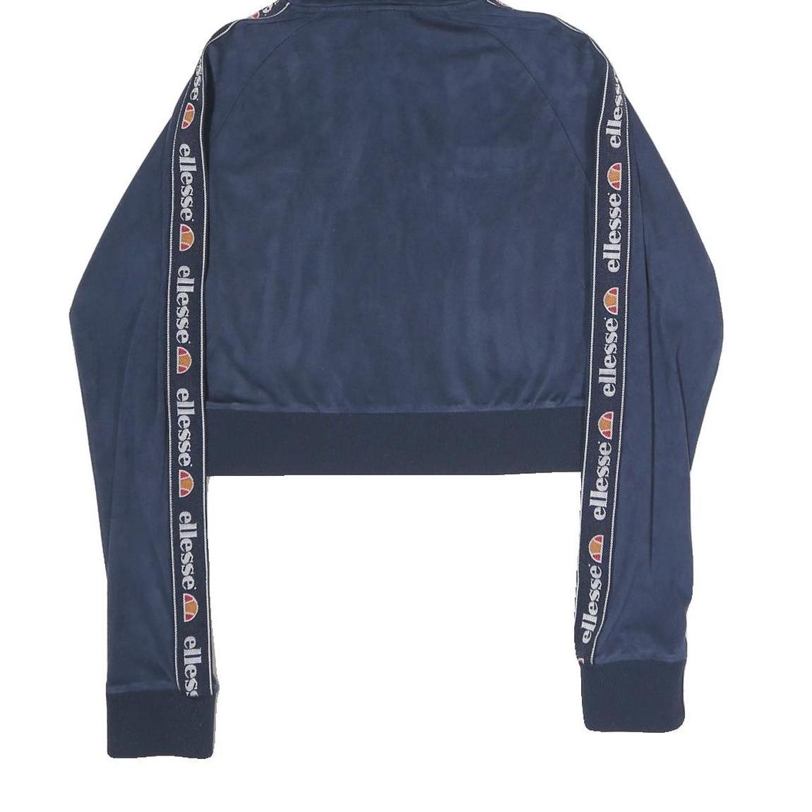 ELLESSE Womens Navy Blue Zip Hoodie UK 10 Logo Tape Sleeve Casual