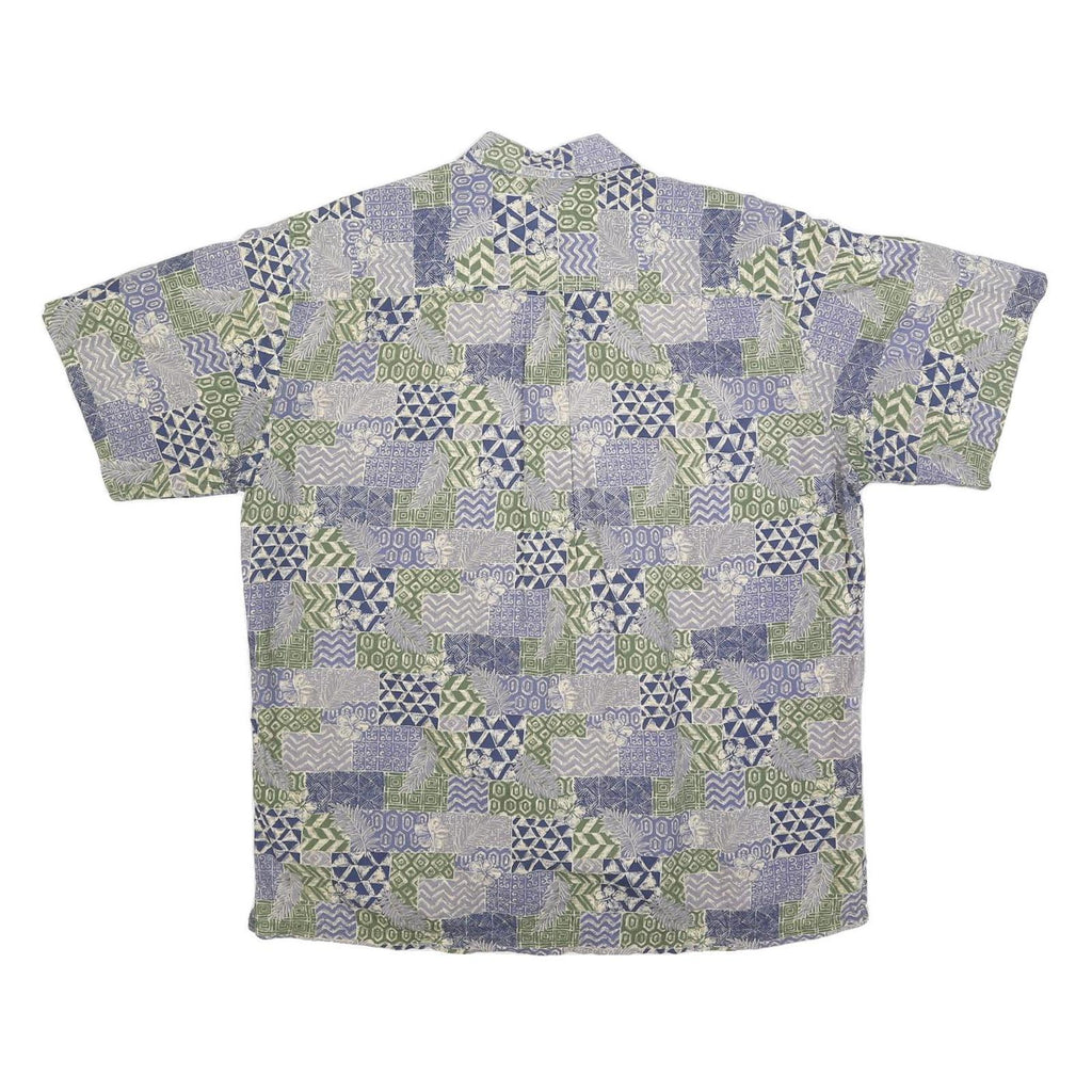 COOKE STREET Mens Blue & Green Pattern Casual Shirt L Cotton Hawaiian Holiday