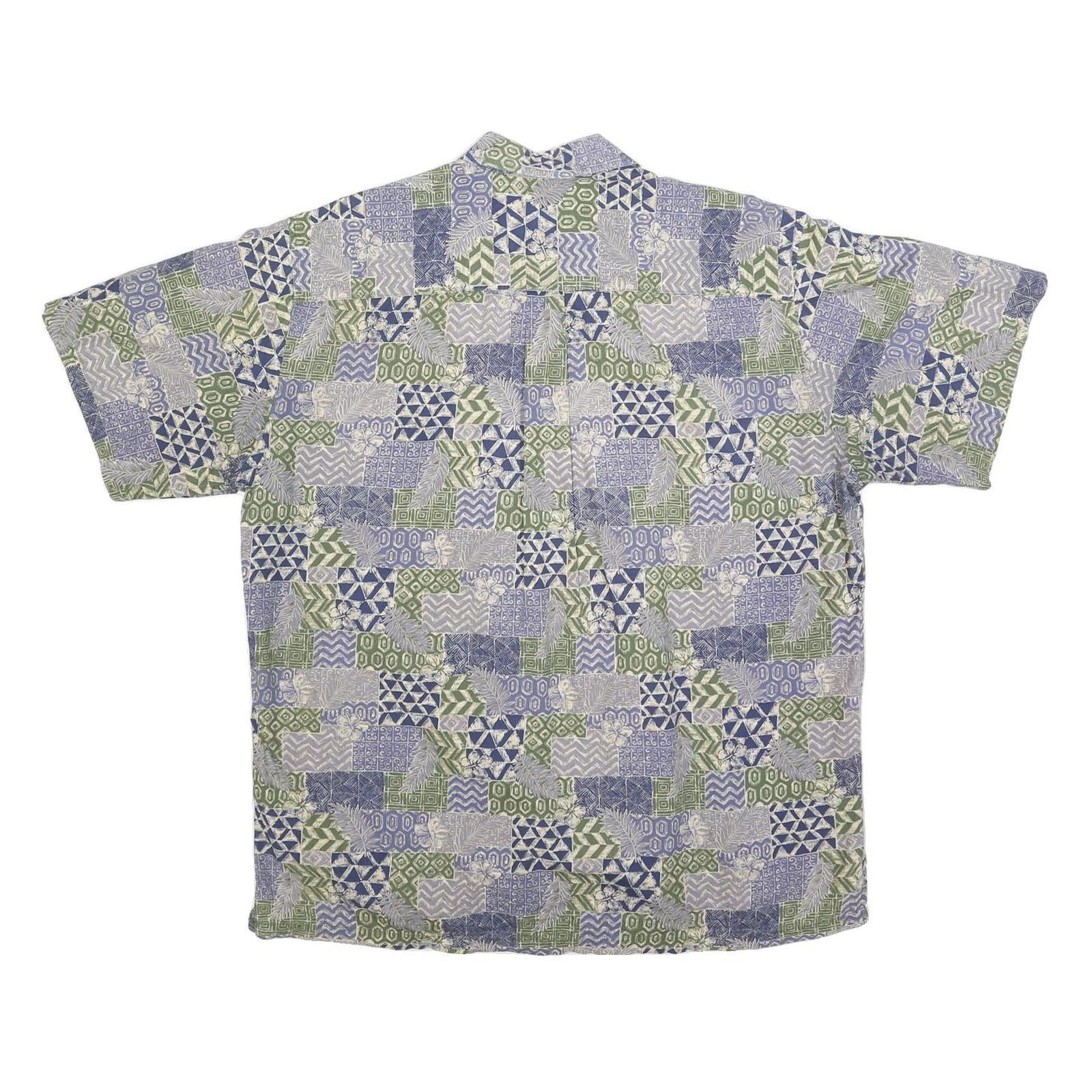 COOKE STREET Mens Blue & Green Pattern Casual Shirt L Cotton Hawaiian Holiday