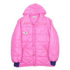 PUMA Womens Pink XL Polyester Zip Hooded Quilted Jacket Casual Sportswear