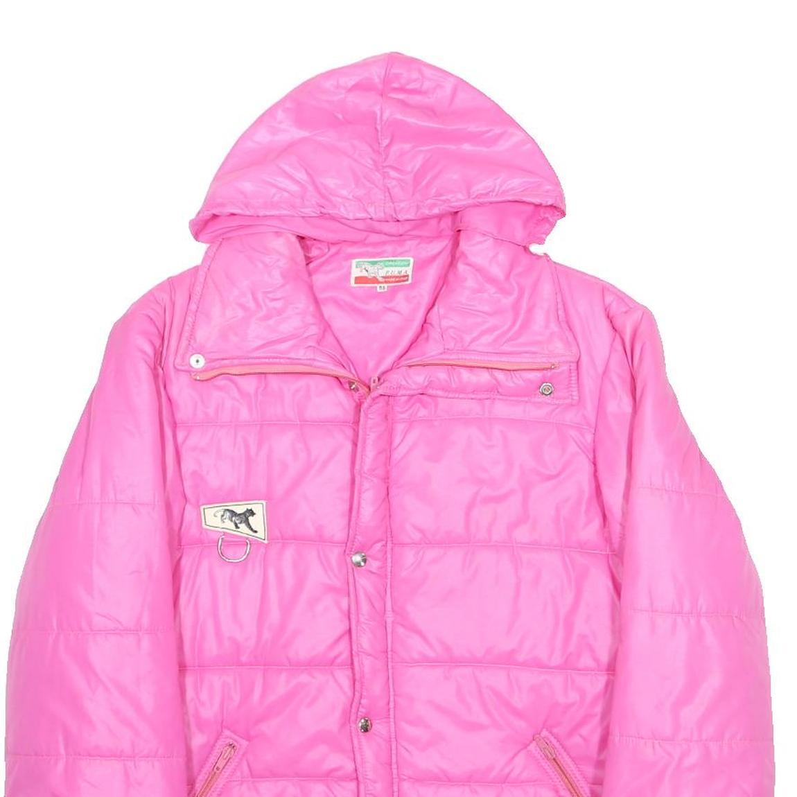 PUMA Womens Pink XL Polyester Zip Hooded Quilted Jacket Casual Sportswear