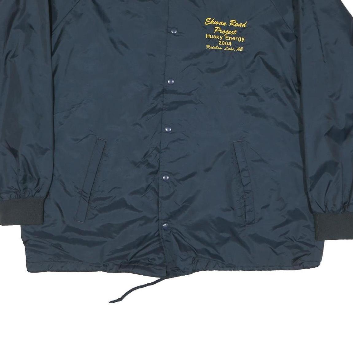 CANADA Mens Navy Blue Button Jacket XL Polyester Blend Plain Casual Outdoor