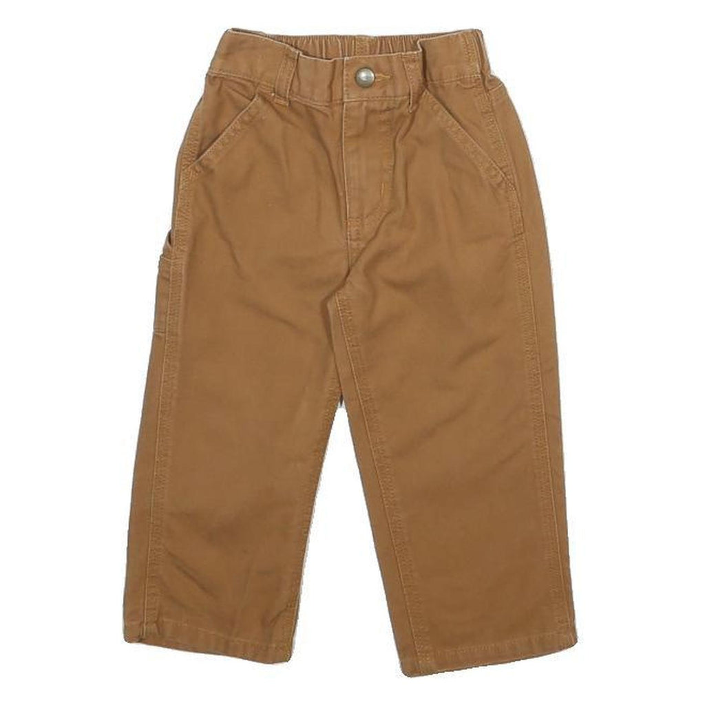 CARHARTT Boys Cotton Brown Regular Straight Trousers W8 L12 Durable Workwear