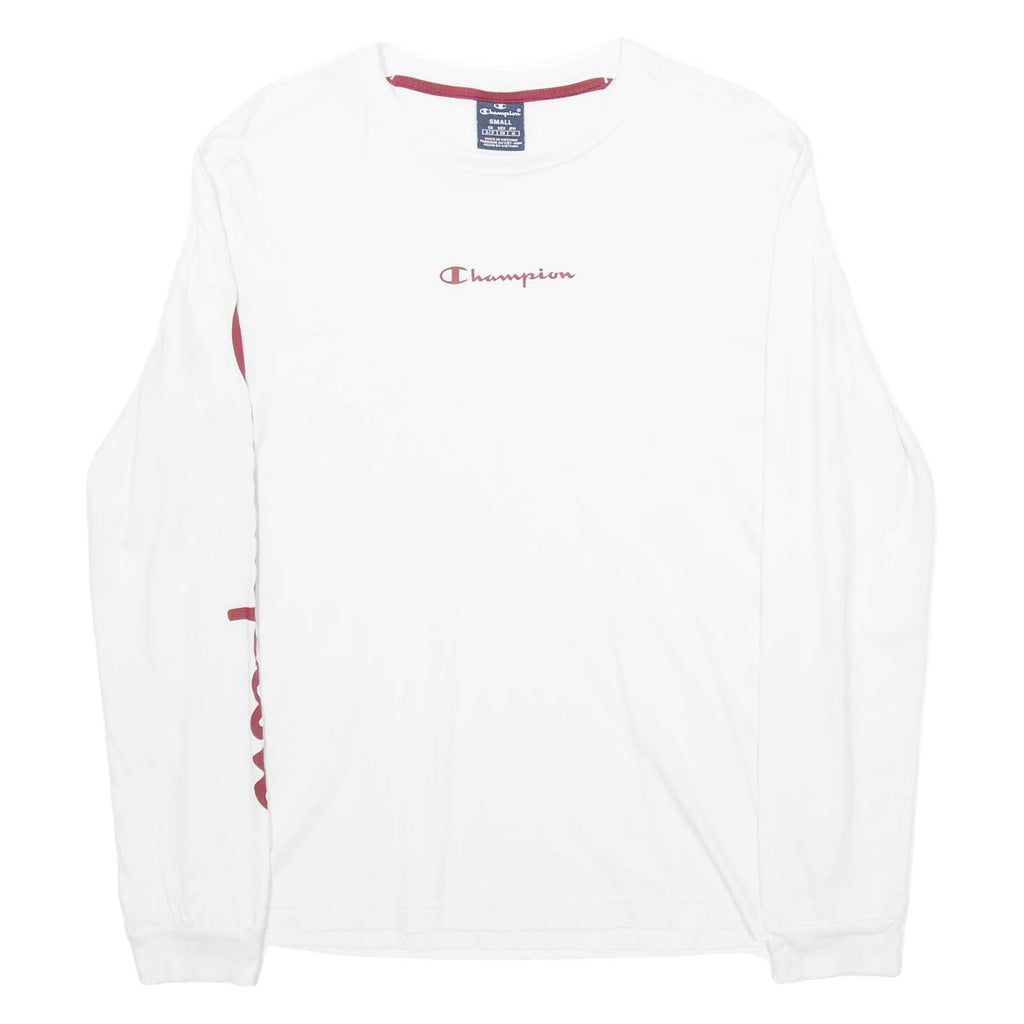 CHAMPION Womens T-Shirt White Long Sleeve S