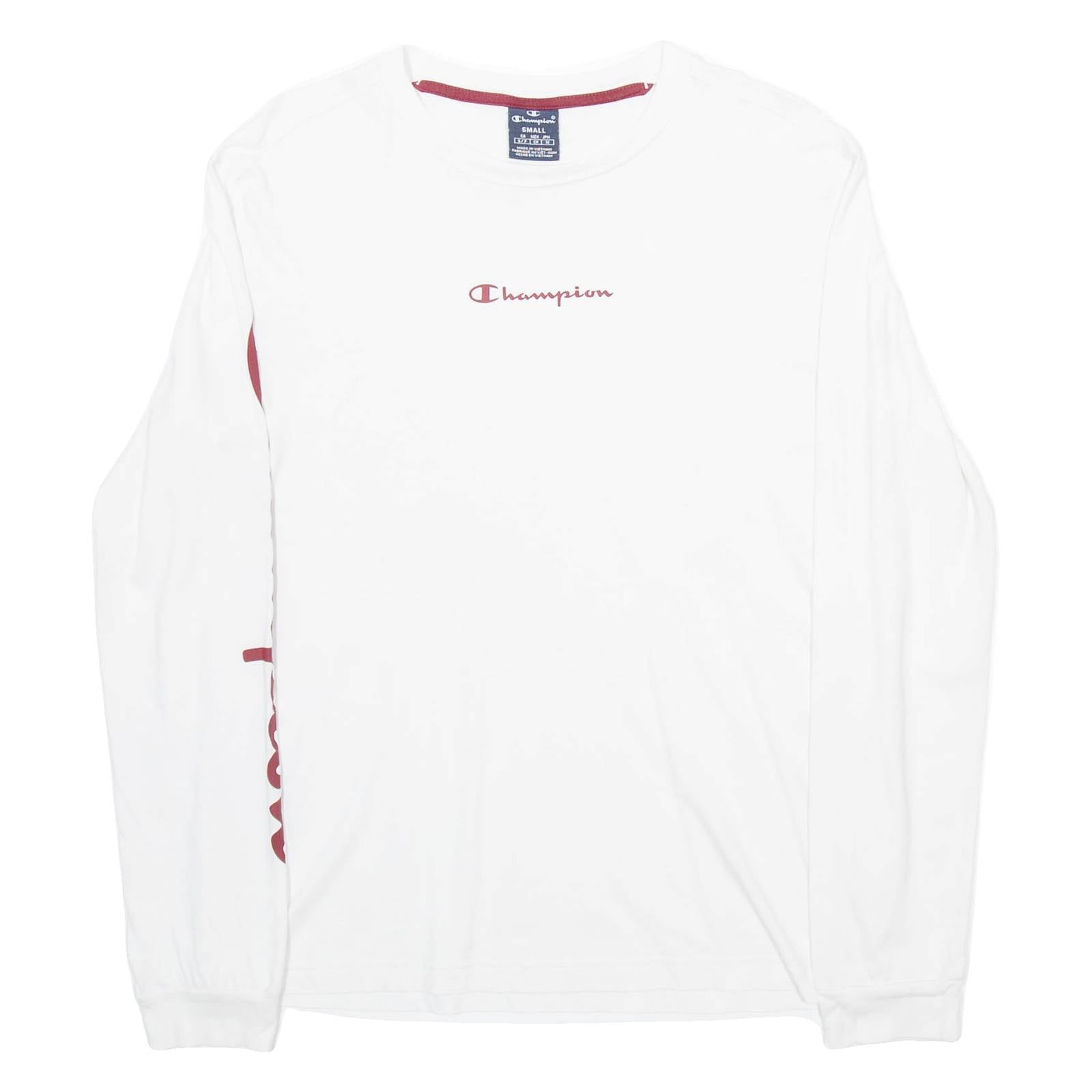 CHAMPION Womens T-Shirt White Long Sleeve S