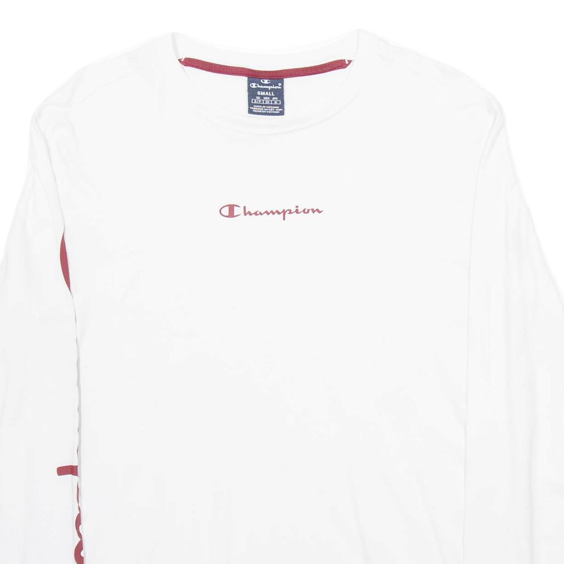 CHAMPION Womens T-Shirt White Long Sleeve S