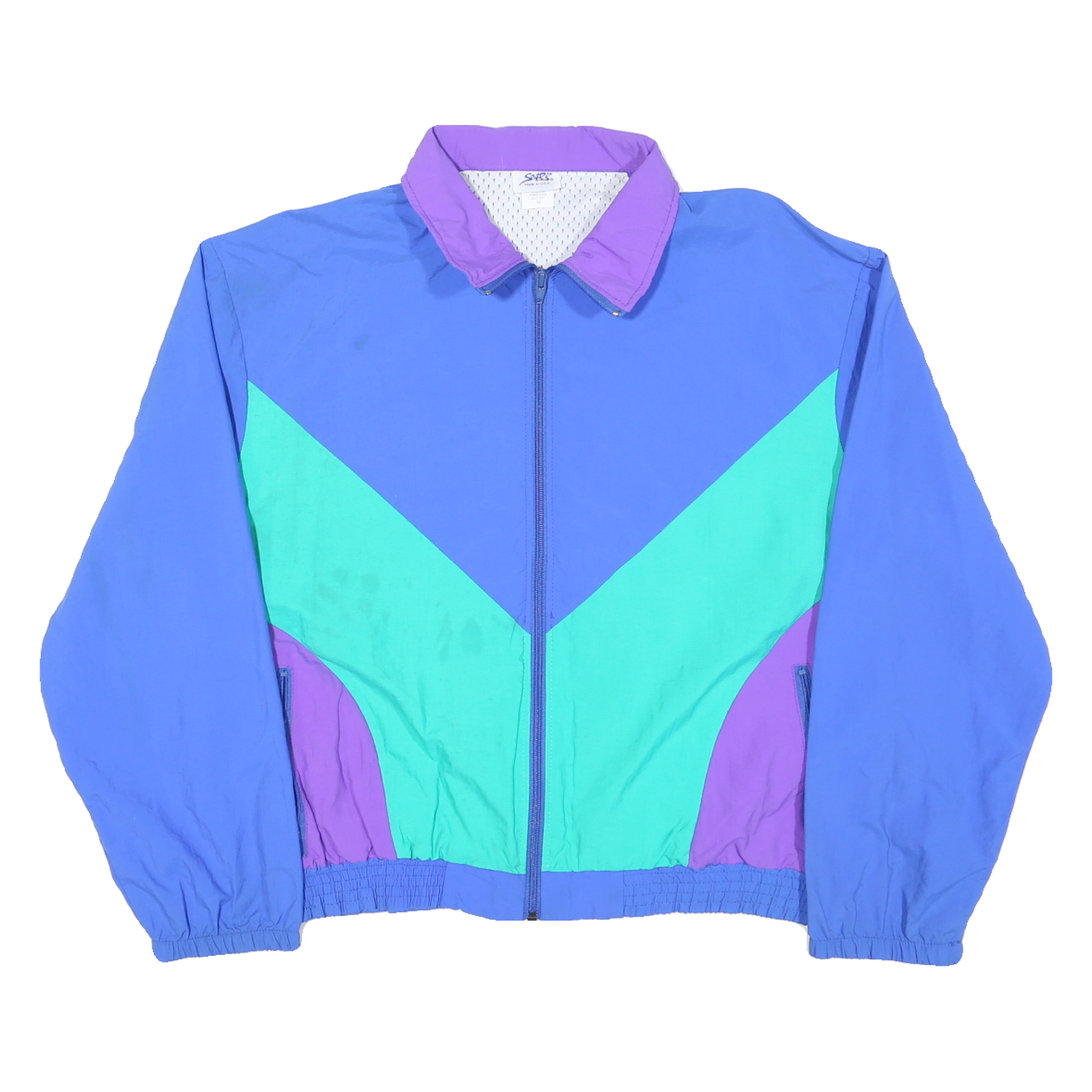 SOARKS Womens Blue & Purple Nylon Zip Jacket M Retro Colourblock Outdoor
