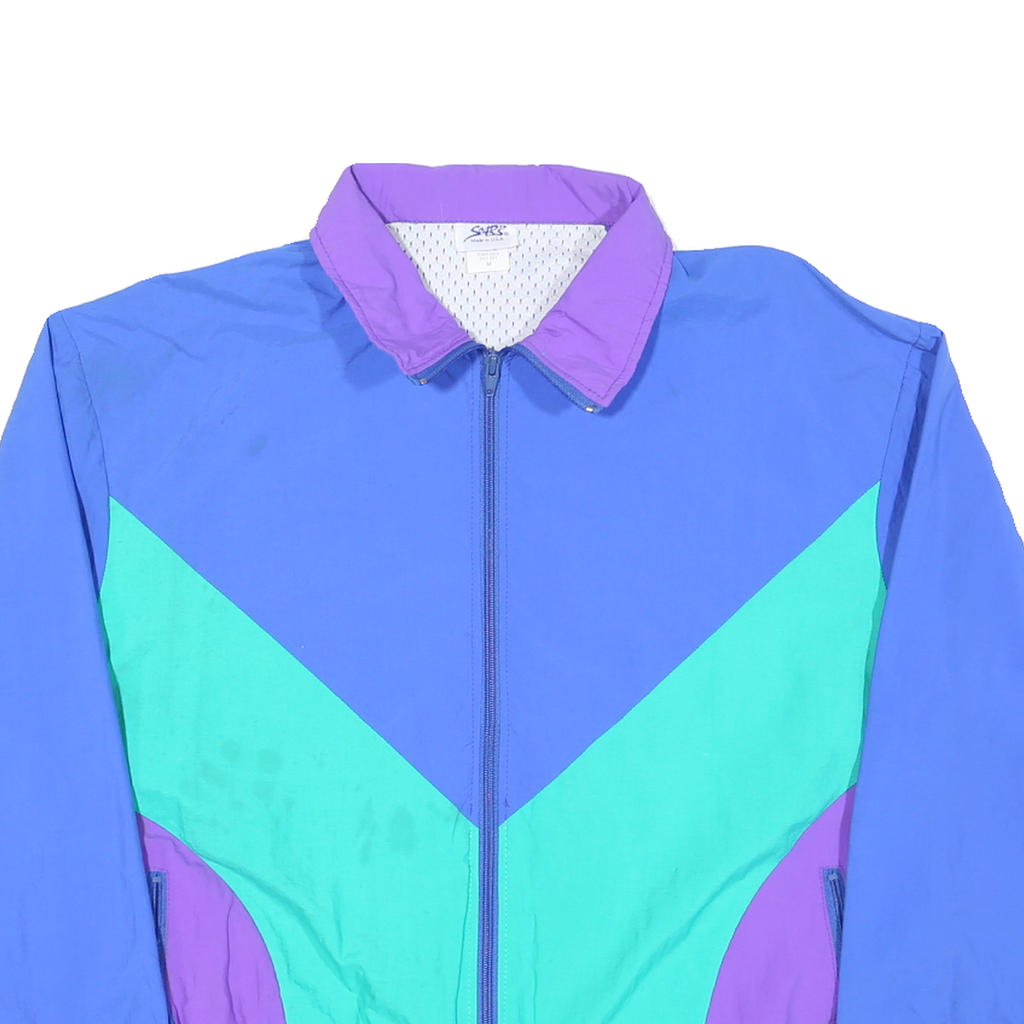 SOARKS Womens Blue & Purple Nylon Zip Jacket M Retro Colourblock Outdoor