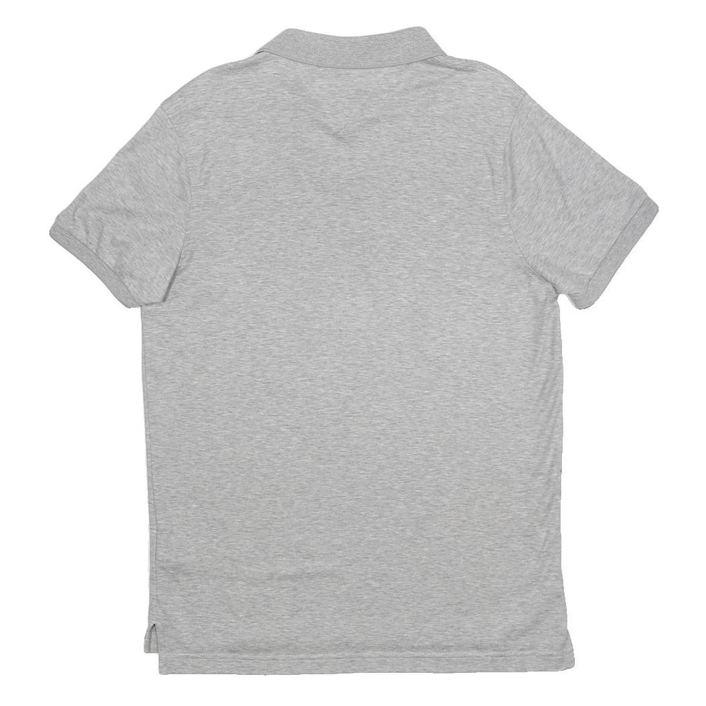 TOMMY HILFIGER Mens Grey Short Sleeve Plain Polo Shirt M Cotton Zip Collar