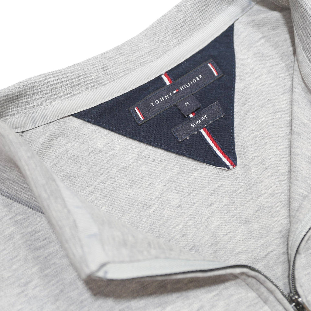 TOMMY HILFIGER Mens Grey Short Sleeve Plain Polo Shirt M Cotton Zip Collar