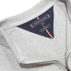 TOMMY HILFIGER Mens Grey Short Sleeve Plain Polo Shirt M Cotton Zip Collar