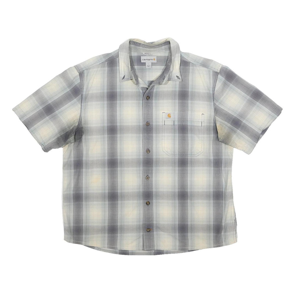 CARHARTT Mens Grey & Cream Check Shirt L Casual Workwear Button Front Pocket