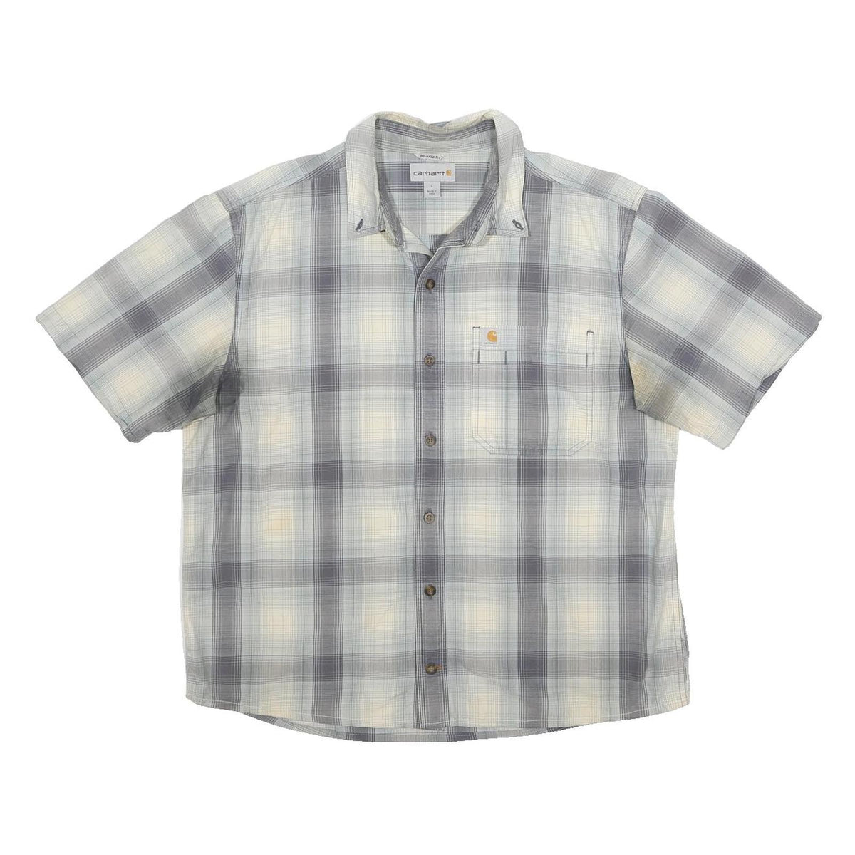 CARHARTT Mens Grey & Cream Check Shirt L Casual Workwear Button Front Pocket