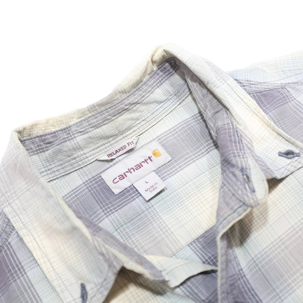 CARHARTT Mens Grey & Cream Check Shirt L Casual Workwear Button Front Pocket