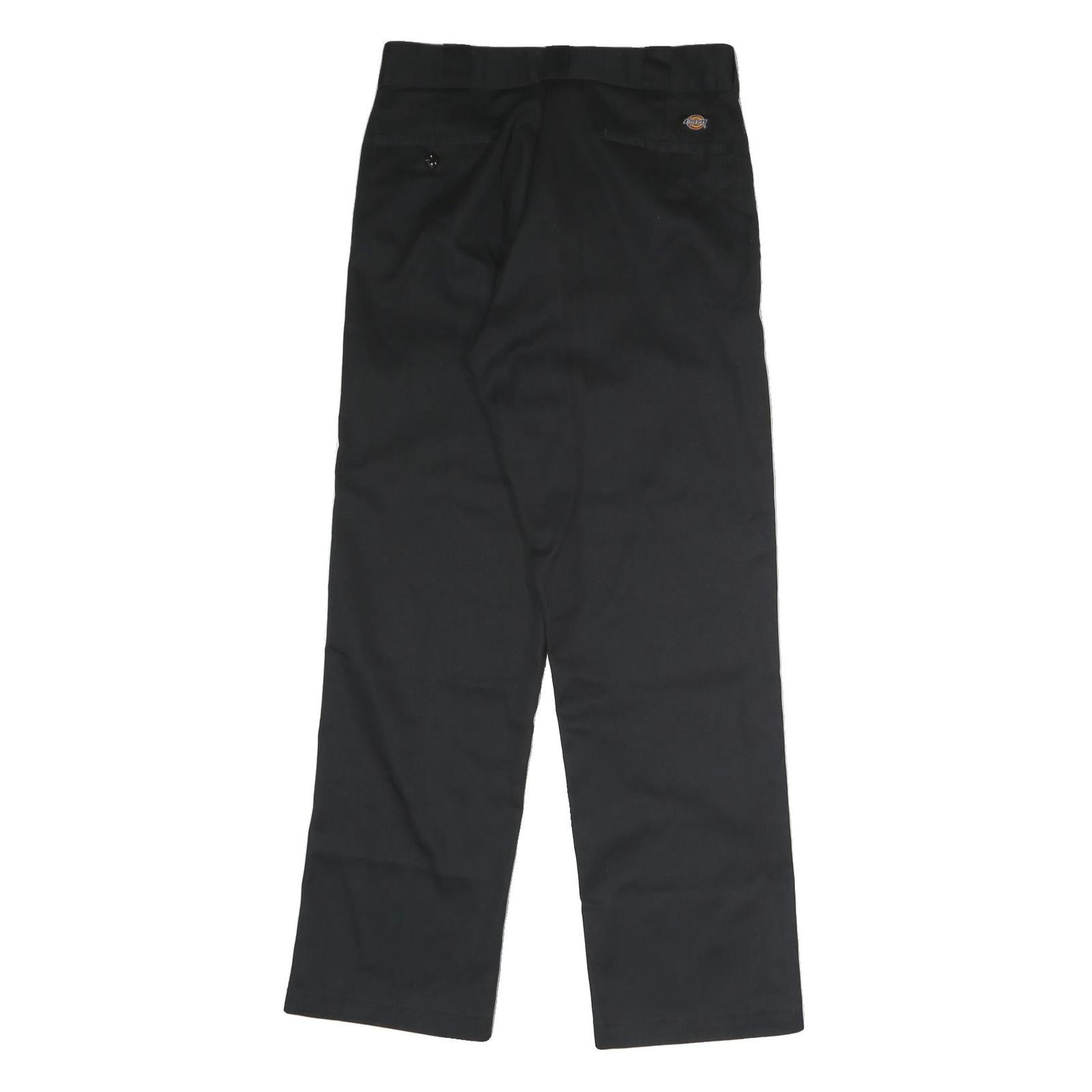 DICKIES Mens Cotton Black Regular Straight Trousers W30 L31 Workwear Zip Closure