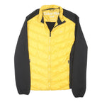 CALVIN KLEIN Mens Yellow & Black Quilted Jacket L Polyester Blend Zip Golf