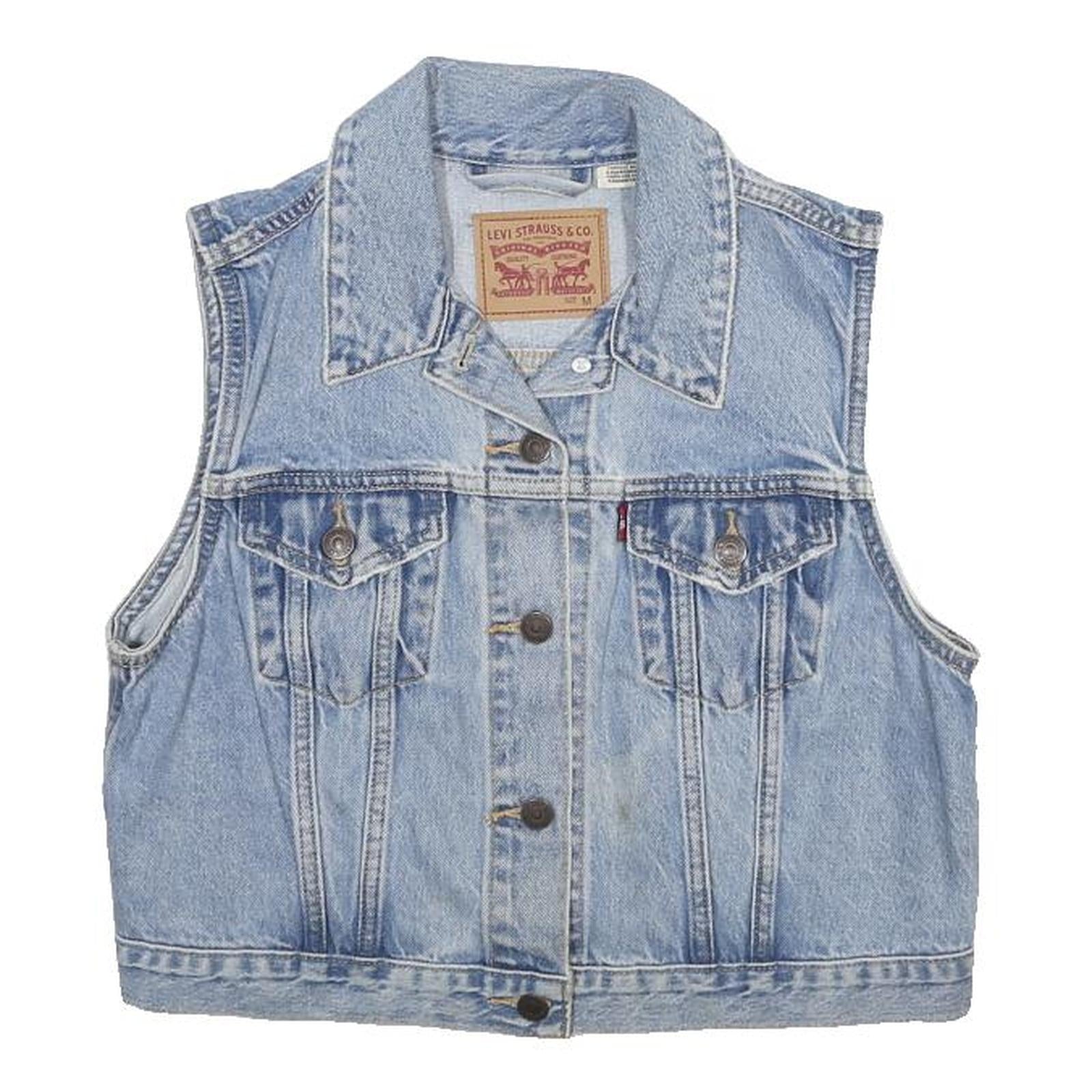 LEVI'S Womens Blue Denim Button Cotton Jacket M Classic Sleeveless