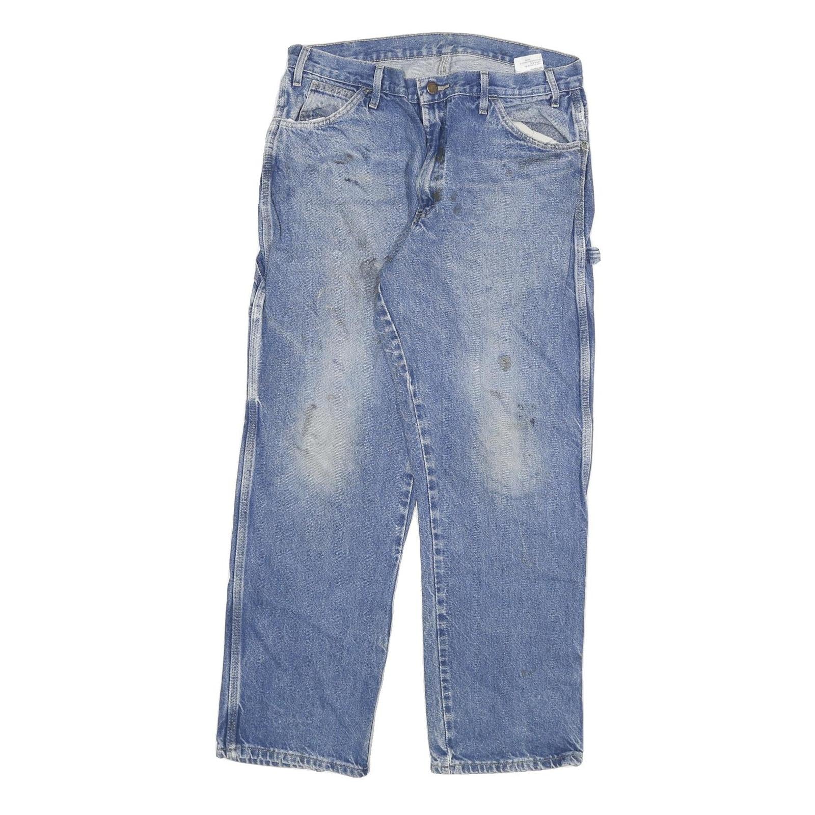 DICKIES Mens Regular Blue Denim Jeans W34 L30 Classic Cotton Blend Zip Casual