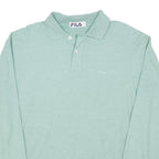 FILA Mens Blue Long Sleeve Plain XL Cotton Blend Polo Shirt Casual Basic